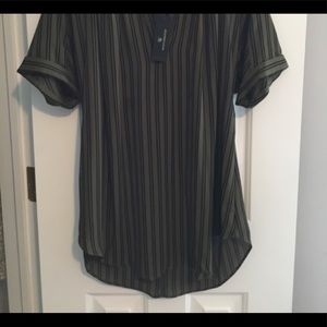 Olive/black striped blouse